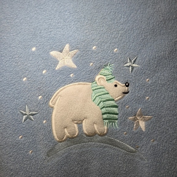 Delicates Plush Fleece Bathrobe Blue Polar Bear Winter Robe XL Y2K Cozycore - Picture 2 of 11